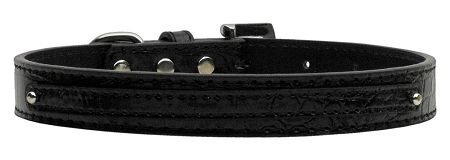 3/8" (10mm) Faux Croc Two Tier Collars Black (Size: (L))
