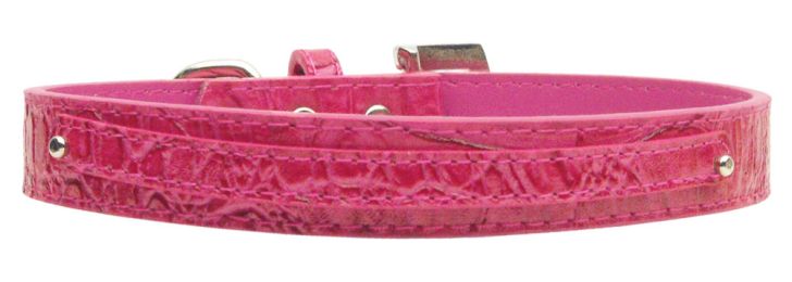 3/8" (10mm) Faux Croc Two Tier Collars Pink (Size: (L))