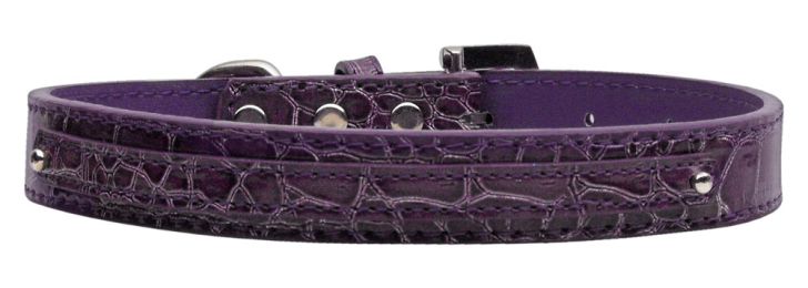 3/8" (10mm) Faux Croc Two Tier Collars Purple (Size: (L))