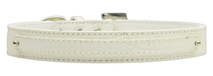 3/8" (10mm) Faux Croc Two Tier Collars White (Size: (L))