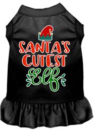 Santa's Cutest Elf Screen Print Dog Dress (Size: 4X, Color: Black)