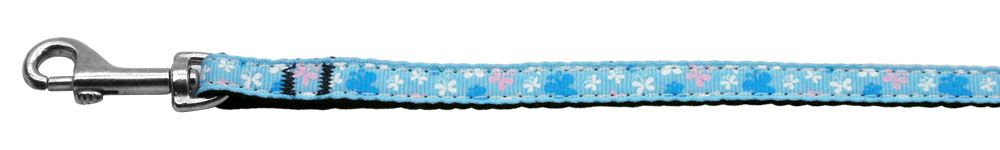 Butterfly Nylon Ribbon Collar Blue 3/8 Leash (Size: 4 FT.)