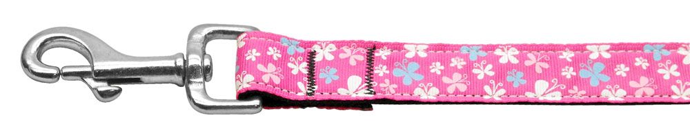 Butterfly Nylon Ribbon Collar Pink 1 Leash (Size: 4 FT.)