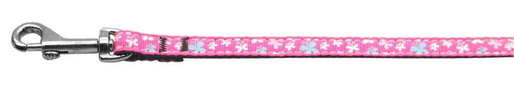 Butterfly Nylon Ribbon Collar Pink 3/8 Leash (Size: 4 FT.)