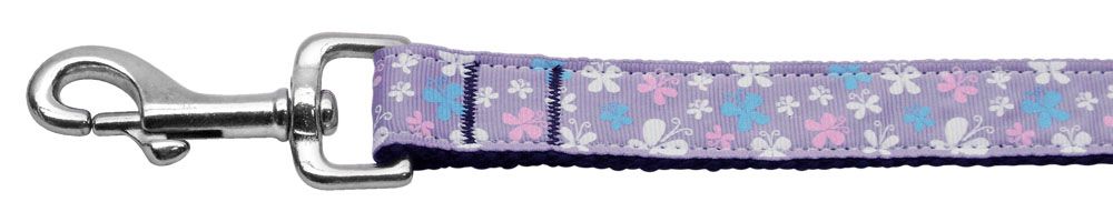 Butterfly Nylon Ribbon Collar Lavender 1 Leash (Size: 4 FT.)