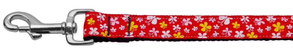 Butterfly Nylon Ribbon Collar Red 1 Leash (Size: 4 FT.)