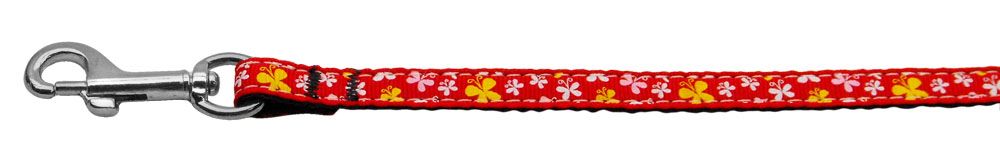 Butterfly Nylon Ribbon Collar Red 3/8 Leash (Size: 4 FT.)