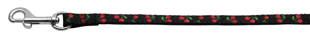 Cherries Nylon Collar Black  3/8 Leash (Size: 4 FT.)