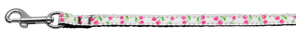 Cherries Nylon Collar White 3/8 Leash (Size: 4 FT.)
