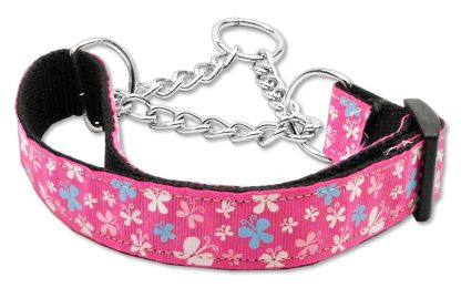 Butterfly Nylon Ribbon Collar Martingale Pink (Size: (L))