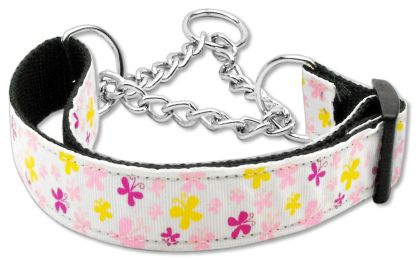 Butterfly Nylon Ribbon Collar Martingale White (Size: (L))