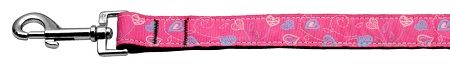 Crazy Hearts Nylon Collars Bright Pink 1 Leash (Size: 4 FT.)
