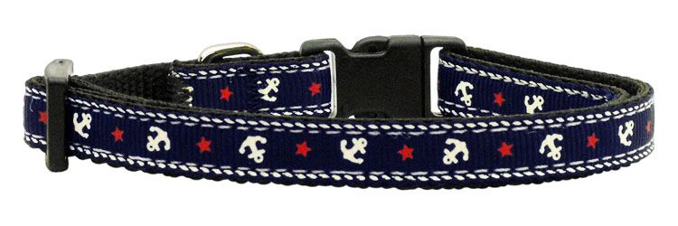 Anchors Nylon Ribbon Collar Blue (Size: (S))