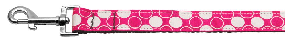 Diagonal Dots Nylon Collar  Bright Pink 1 Leash (Size: 4 FT.)