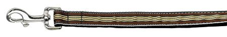 Preppy Stripes Nylon Ribbon Collars Brown/Khaki 1 Leash (Size: 4 FT.)
