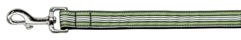 Preppy Stripes Nylon Ribbon Collars Green/White 1 Leash (Size: 4 FT.)